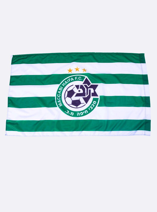 Maccabi Haifa Striped Flag With 3 Stars Logo