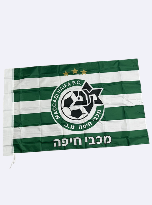 דגל חוצות מכבי פסים לרוחב 3 כוכבים
