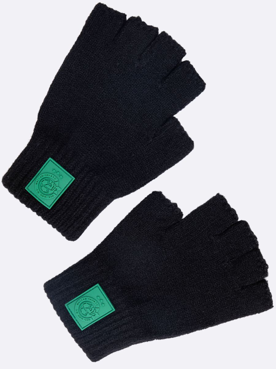 כפפות חצי צמר שחורות מבוגרים 23/24