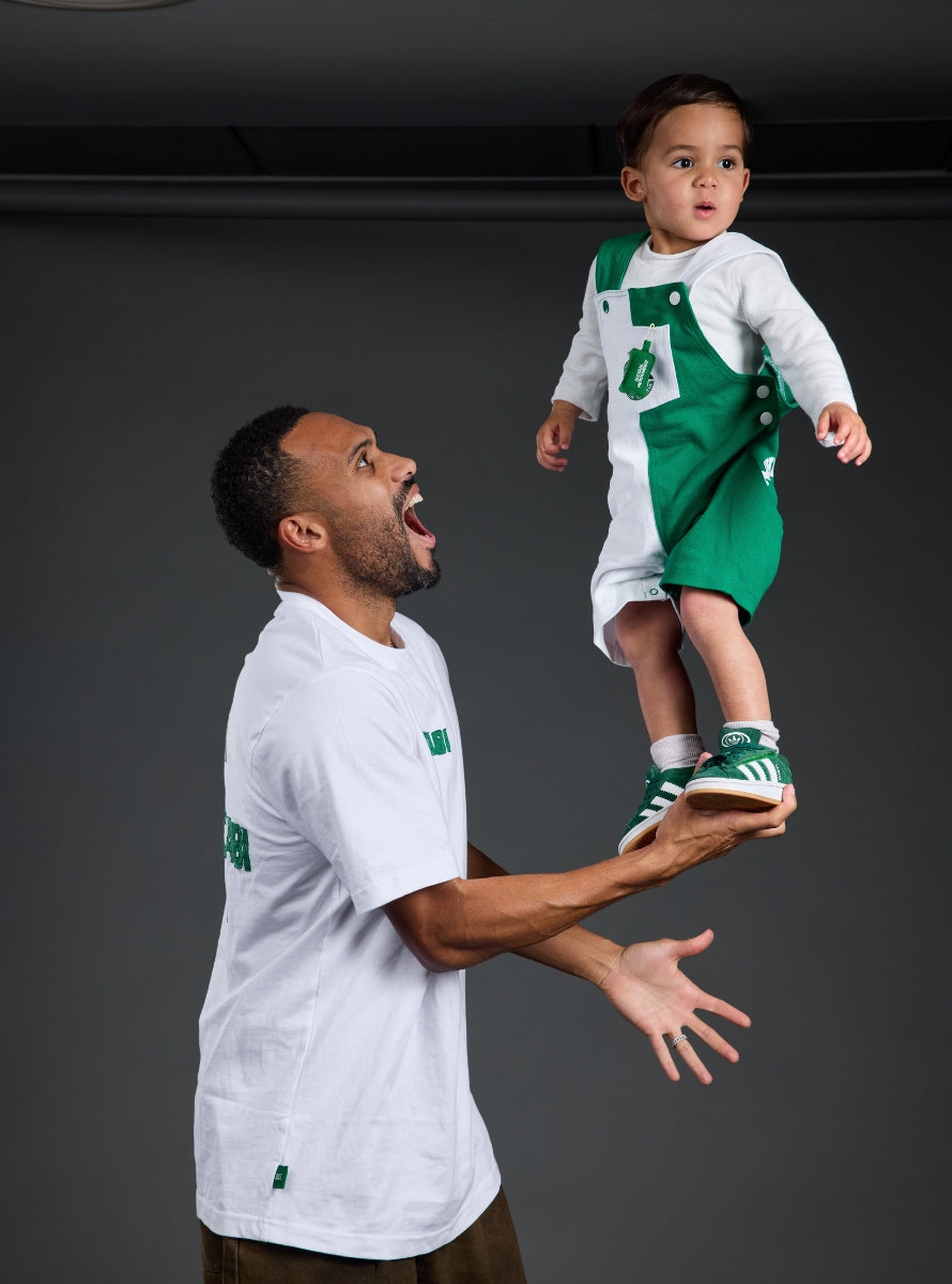 אוברול ג'ינס קצר תינוק חצי חצי